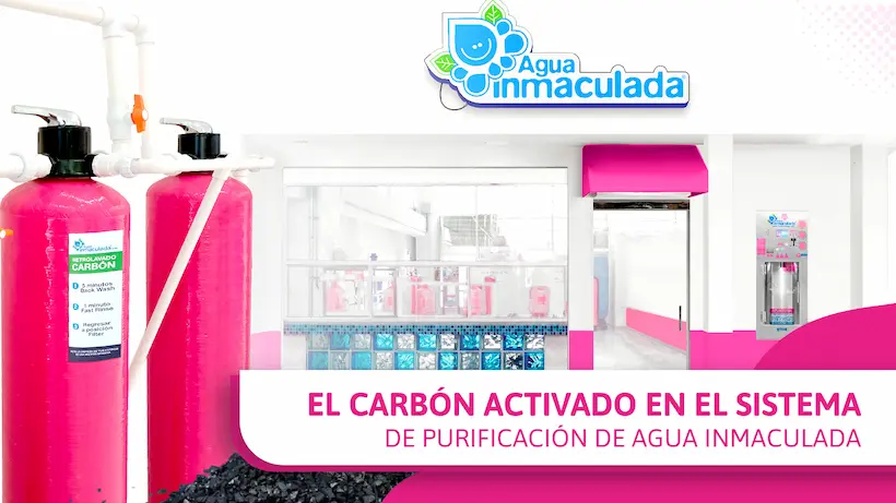 Filtros de carbón activado instalados en el sistema de purificación multietapa de Agua Inmaculada para planta purificadora de agua